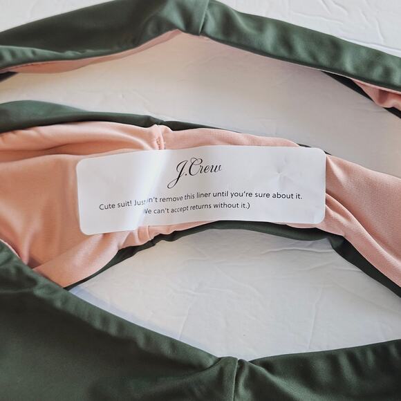J Crew Curved Waist Cheeky Bikini Bottom Green Women's Medium Swim Beach Pool - Picture 3 of 5